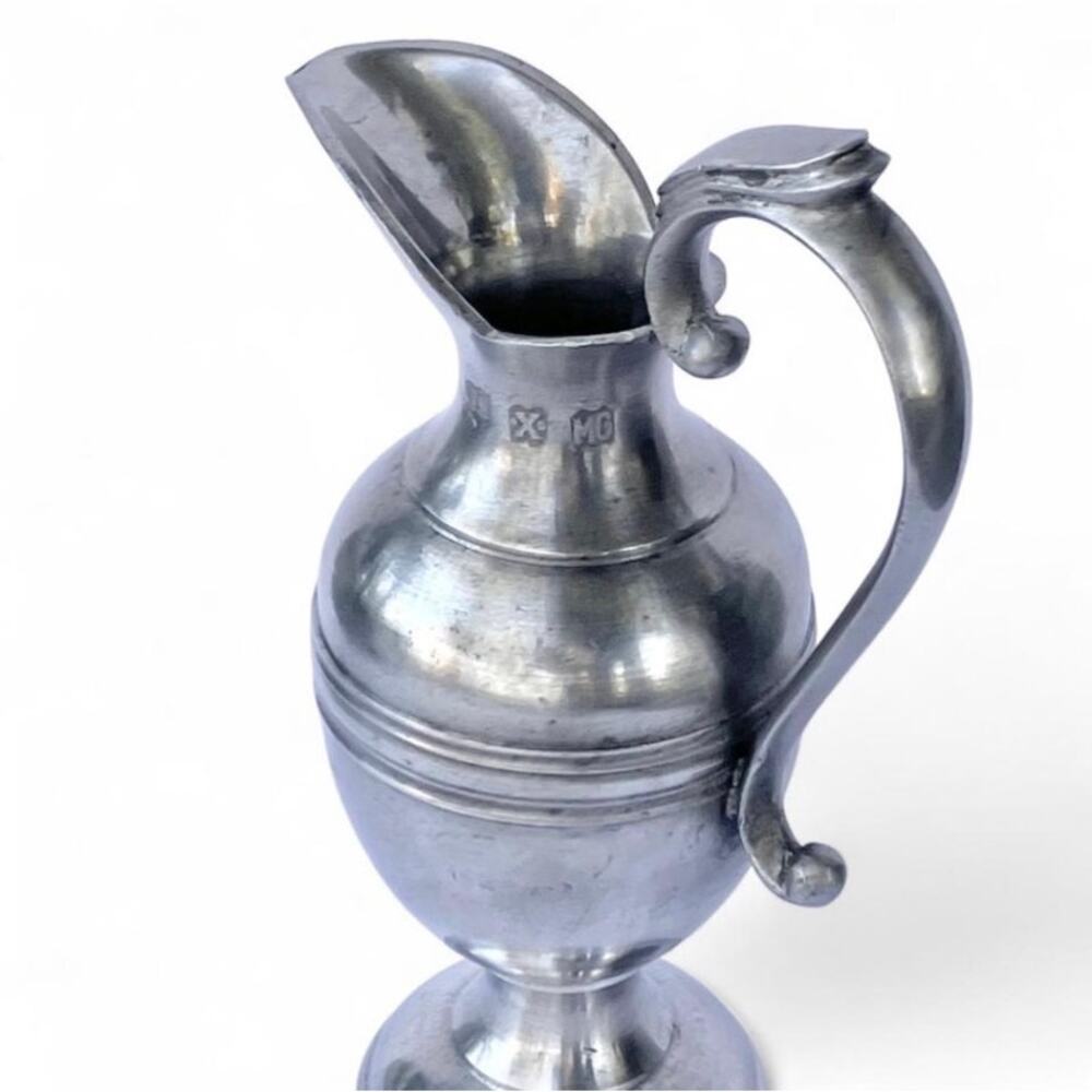 John Somers Vintage Pewter Pitcher Ornate Oil Jug Server Bud Vase Made In Brazil